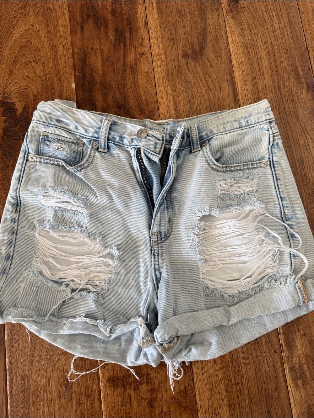 American Eagle Outfitters Light Wash Distressed Denim Shorts